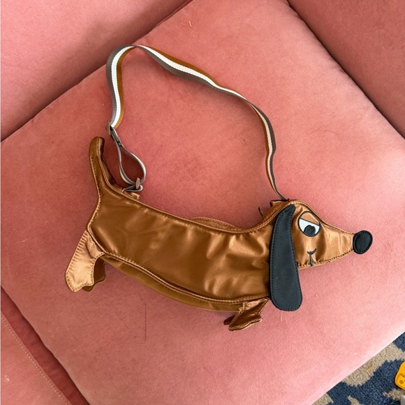 Mini Rodini Brown Dachshund Dog Shaped Shoulder Bag kid purse nwot - Picture 2 of 4
